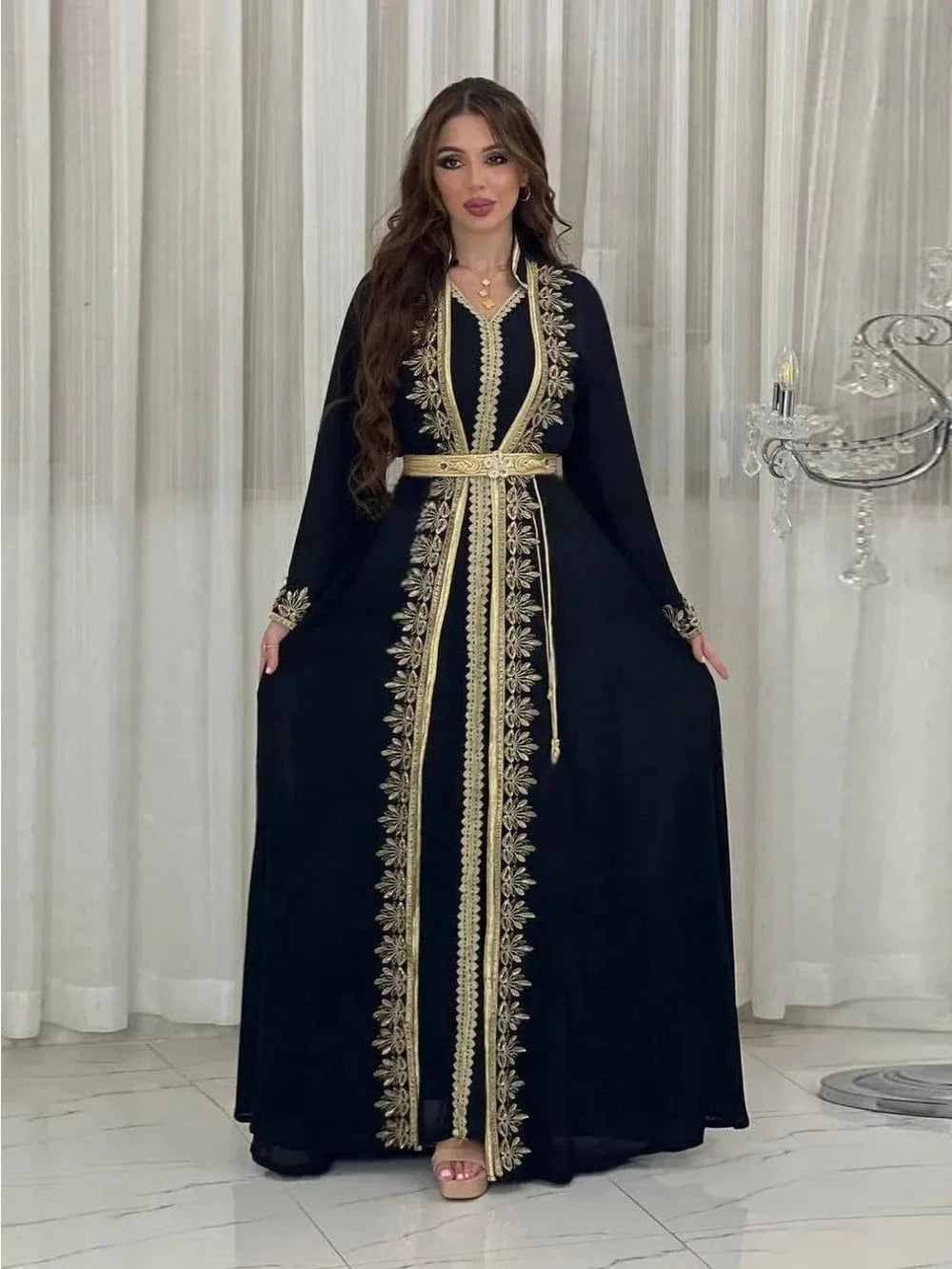 Black And Gold Kaftan