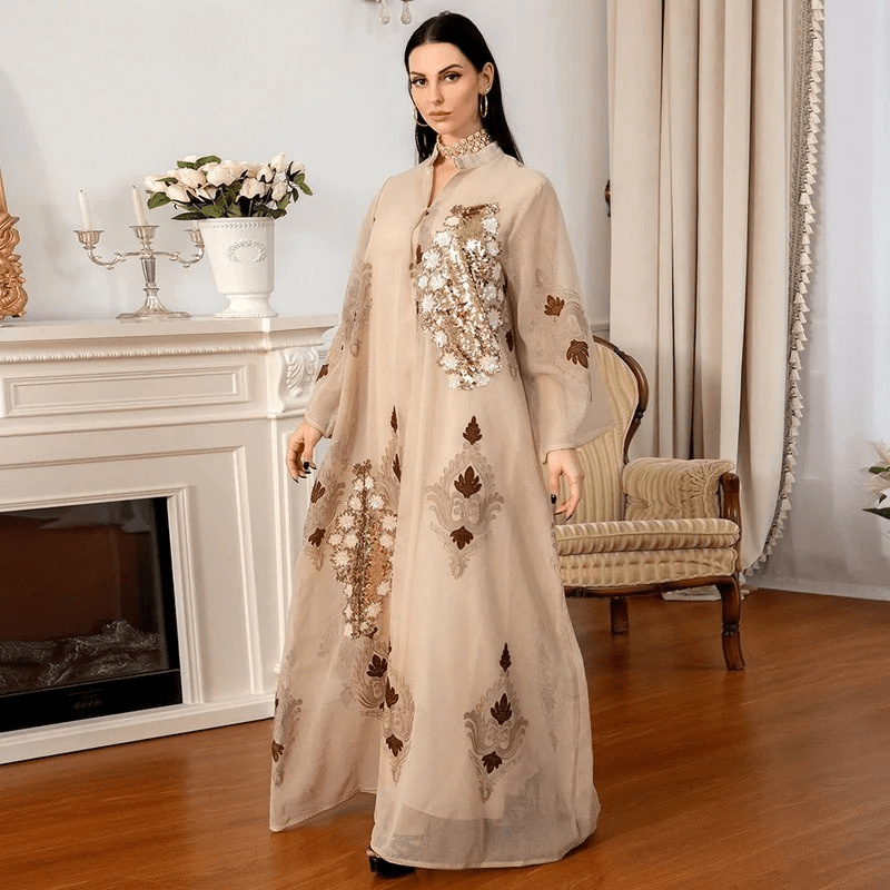 Embroidered Kaftan Dress