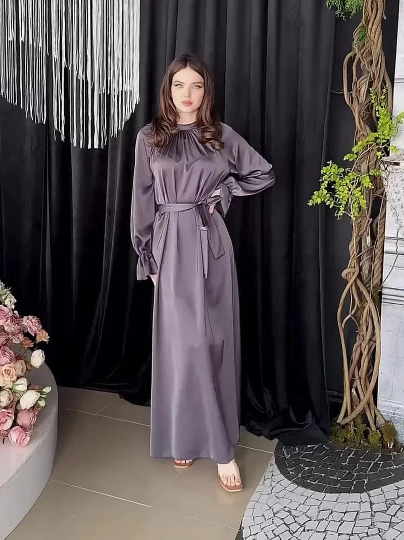 Satin Kaftan Dress